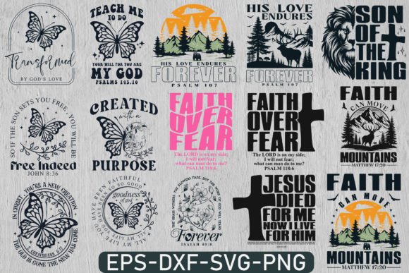 21 Christian SVG PNG Bundle: Graphics for Faith Crafts