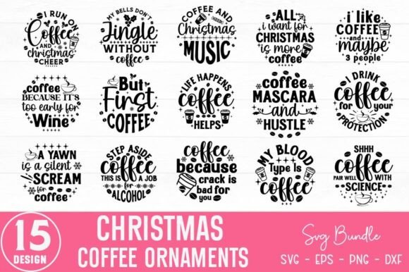 Christmas Coffee Ornaments SVG Bundle: Graphics & Crafts