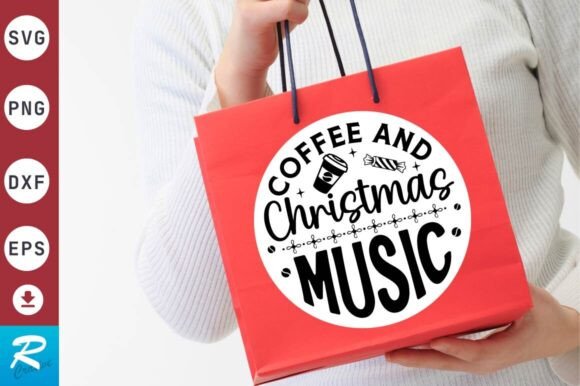 Coffee and Christmas Music SVG Design for Crafts Graphics