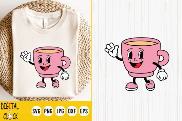 Retro Coffee Mug Character: Graphics for Crafts