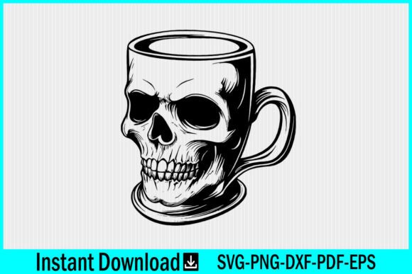 Skull Face in Coffee Mug Silhouette SVG Review