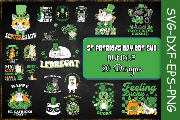 St Patricks Day Cat SVG Bundle: Graphics for Crafts