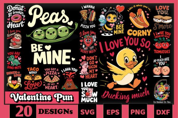 Valentine Puns SVG Bundle: Graphics for Crafts